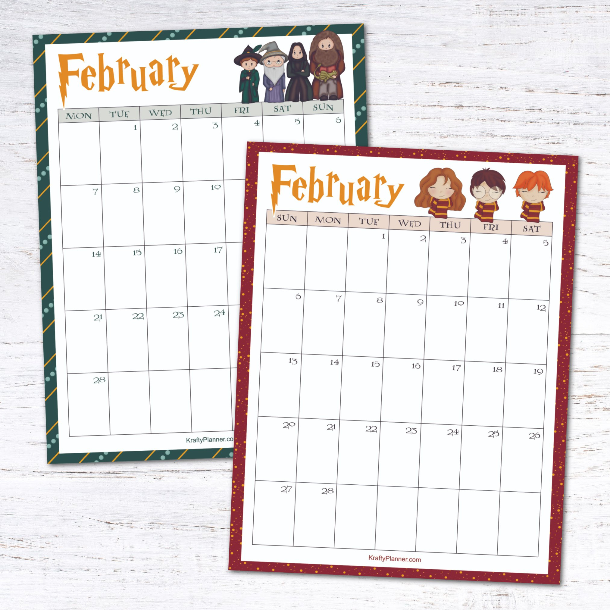 Day 1: Free Printable Harry Potter February Calendar — Krafty Planner for Harry Potter Calendar 2024 Printable