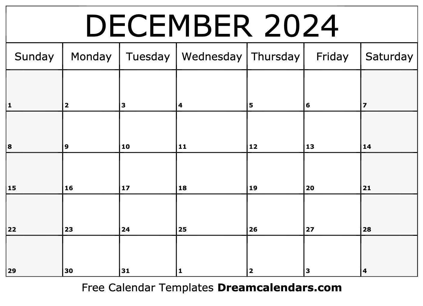 December 2024 Calendar | Free Blank Printable With Holidays for Free Printable Calendar 2024 December