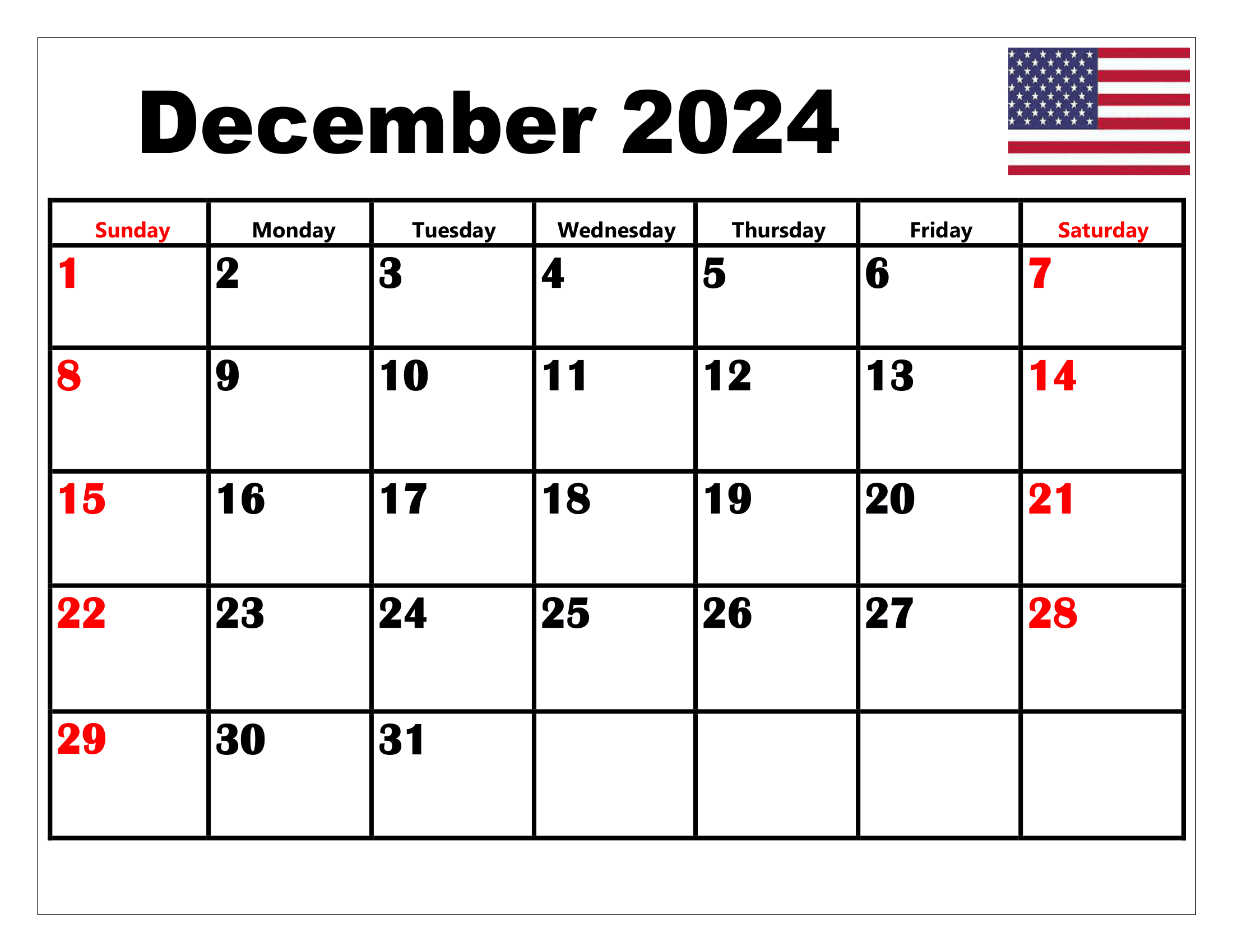 December 2024 Calendar Printable Pdf Blank Free Templates for 2024 Calendar Printable December