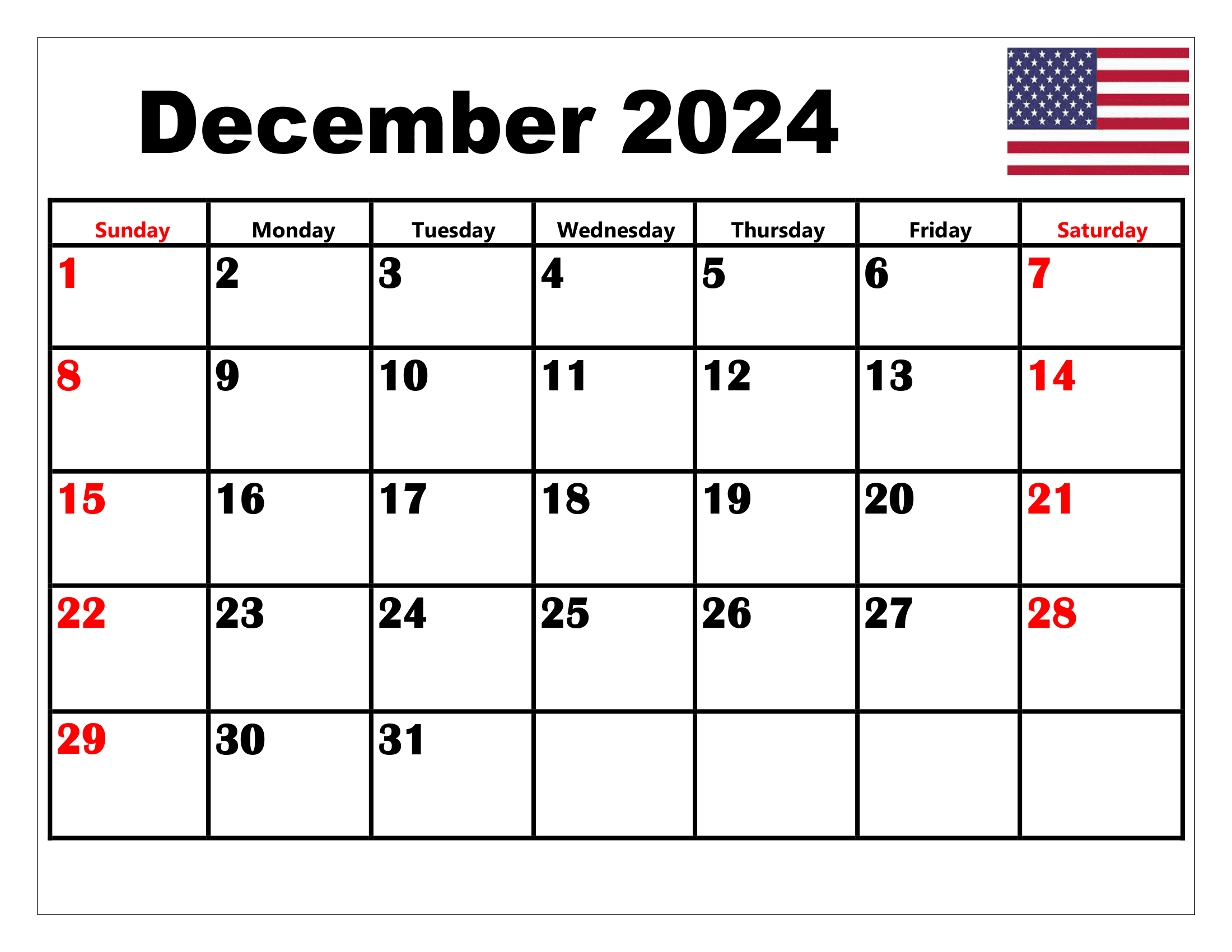 December 2024 Calendar Printable Pdf Blank Free Templates for 2024 December Printable Calendar