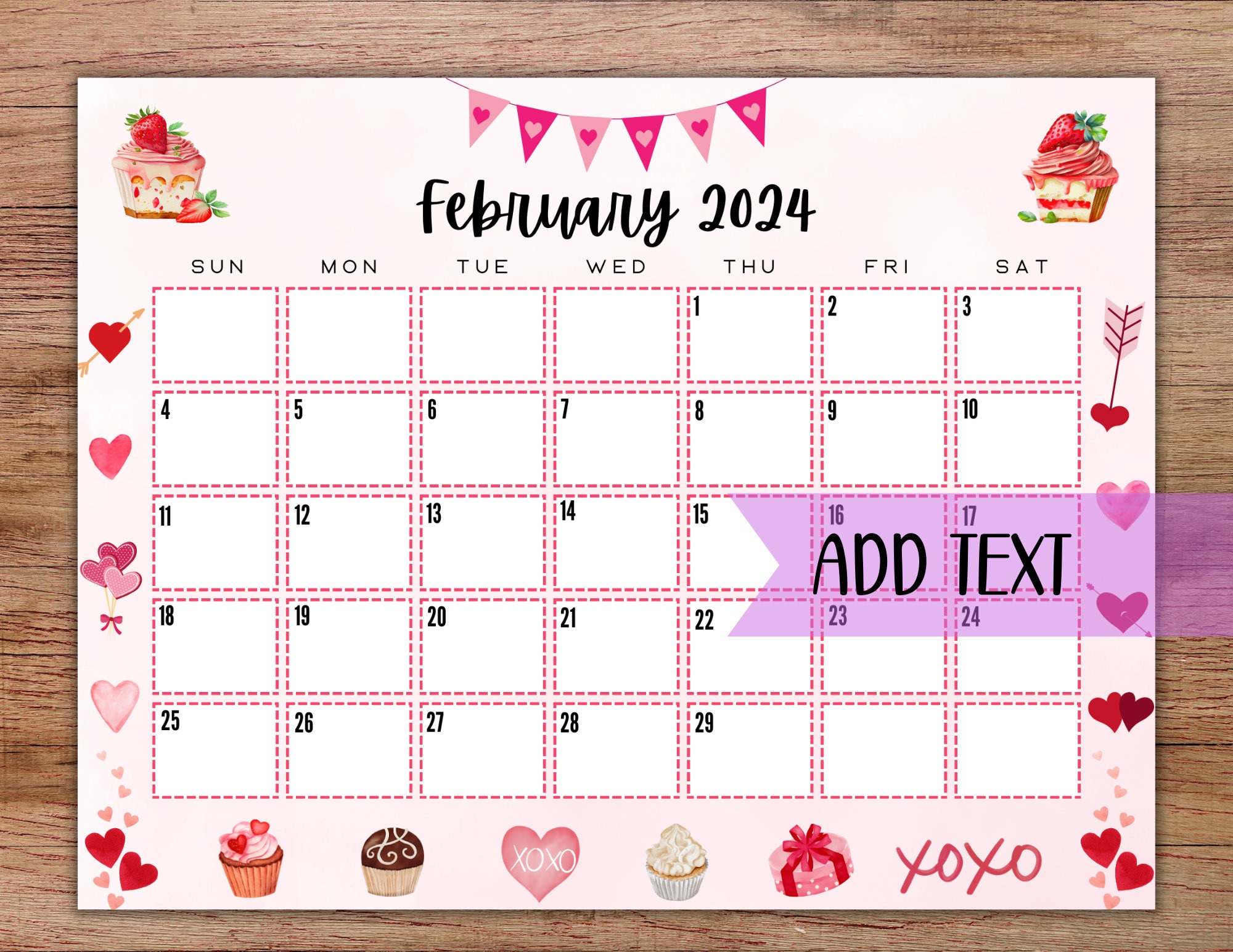 Editable Printable February Calendar 2024 Cute Watercolor - Etsy for Cute Printable February 2024 Calendar