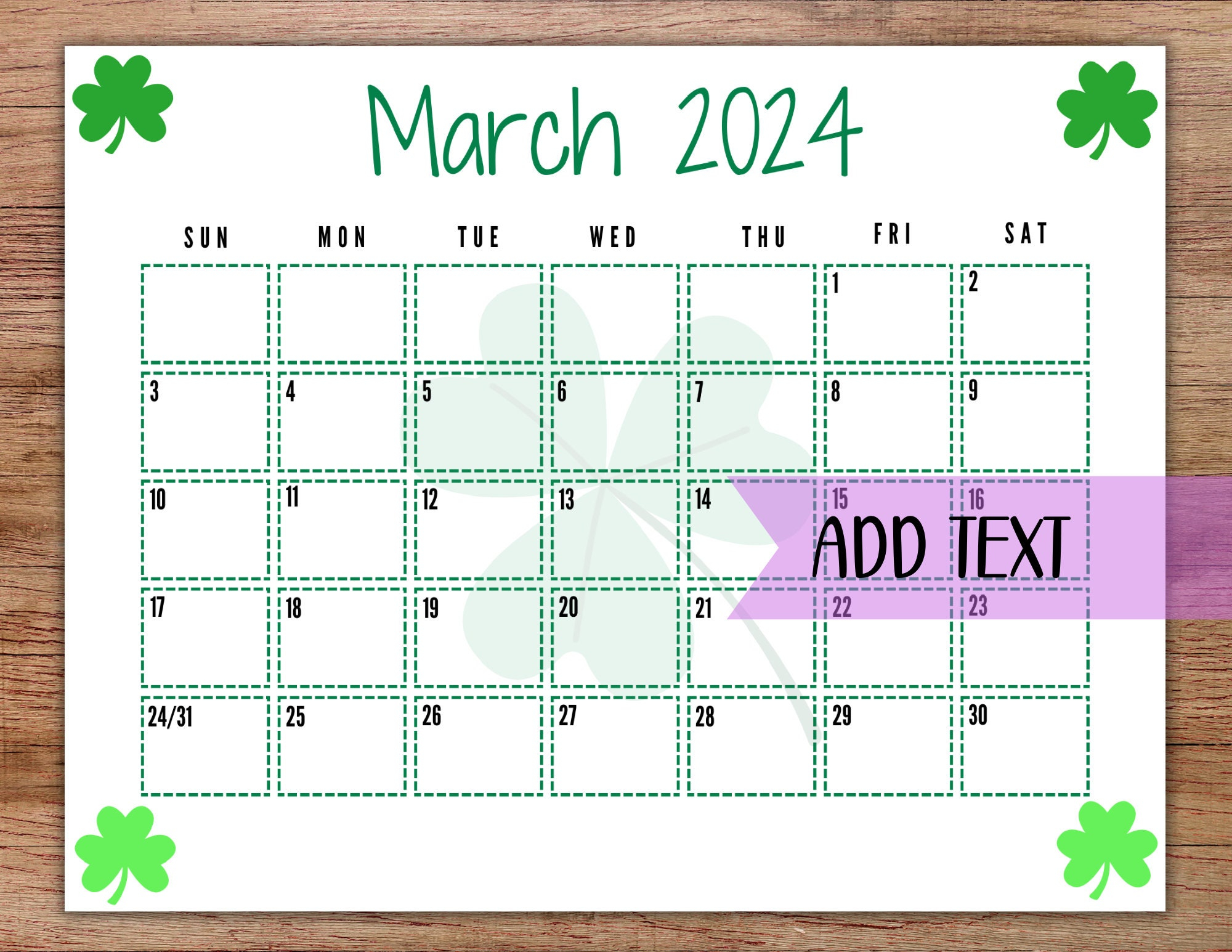 Editable Printable March Calendar 2024 Cute St. - Etsy for Cute Printable March 2024 Calendar