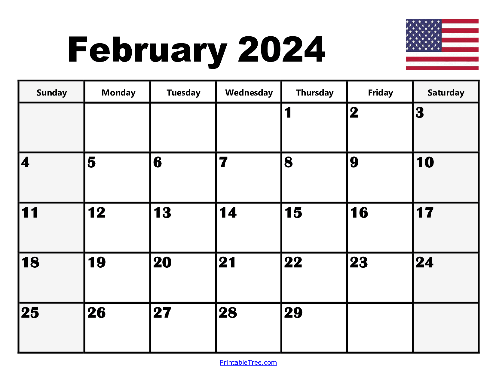 February 2024 Calendar Printable Pdf Template With Holidays for Feb 2024 Calendar With Holidays Printable