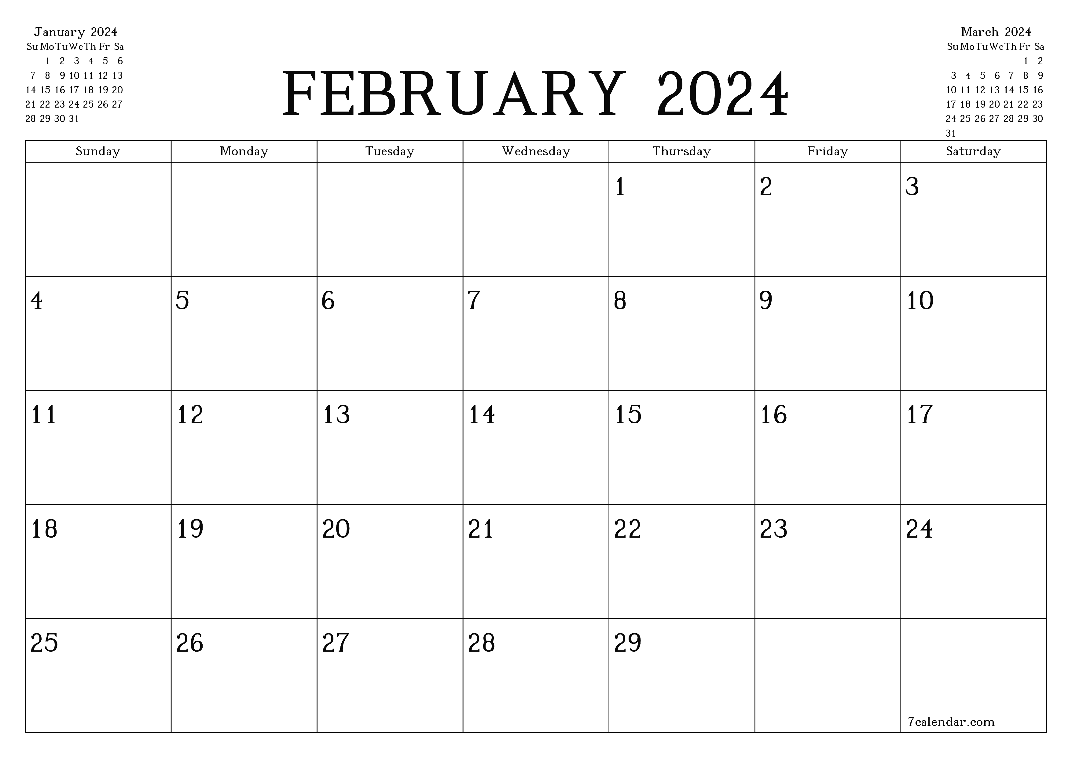 February 2024 Free Printable Calendars And Planners, Pdf Templates for Free Printable January And February 2024 Calendar