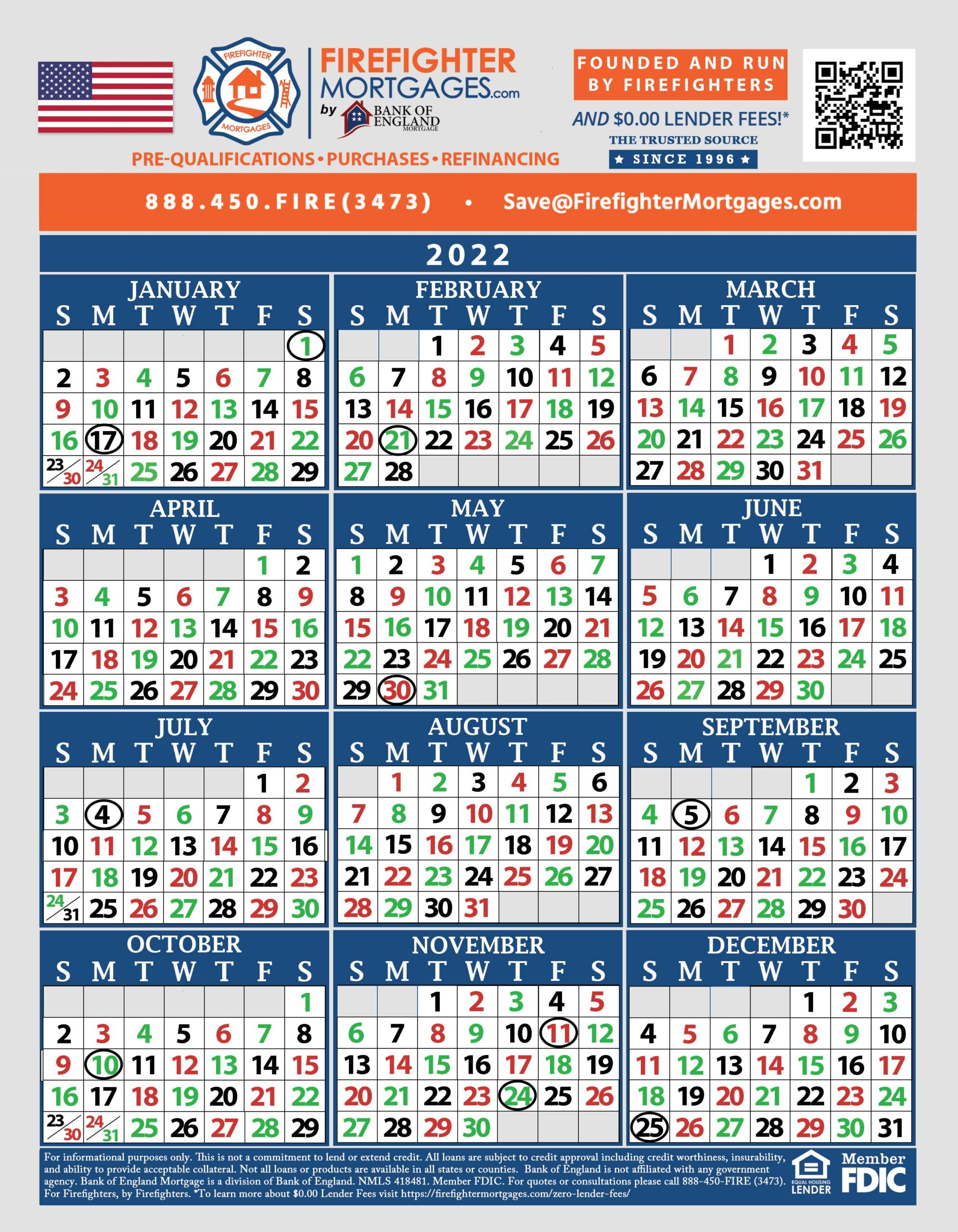 Firefighter Shift Calendars – Firefighter Mortgages® for Printable Firefighter Shift Calendar 2024