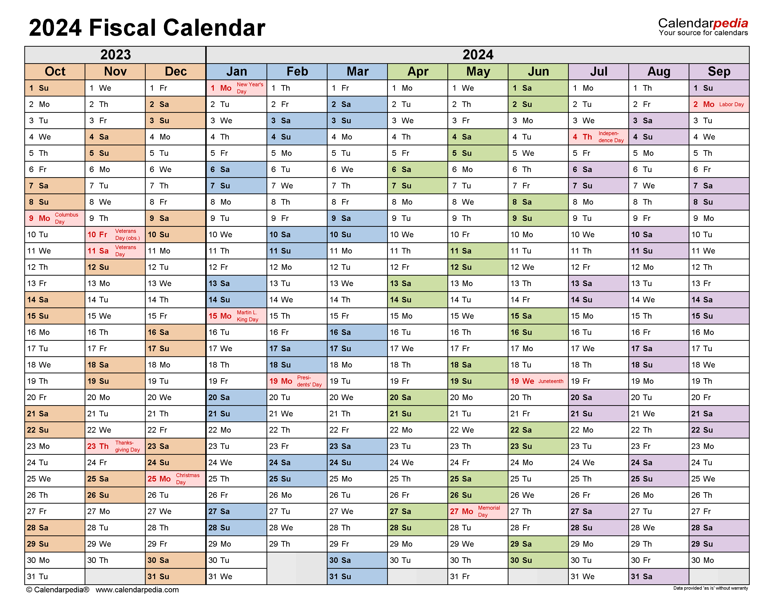 Fiscal Calendars 2024 - Free Printable Pdf Templates for Free Printable Fiscal Year 2024 Calendar