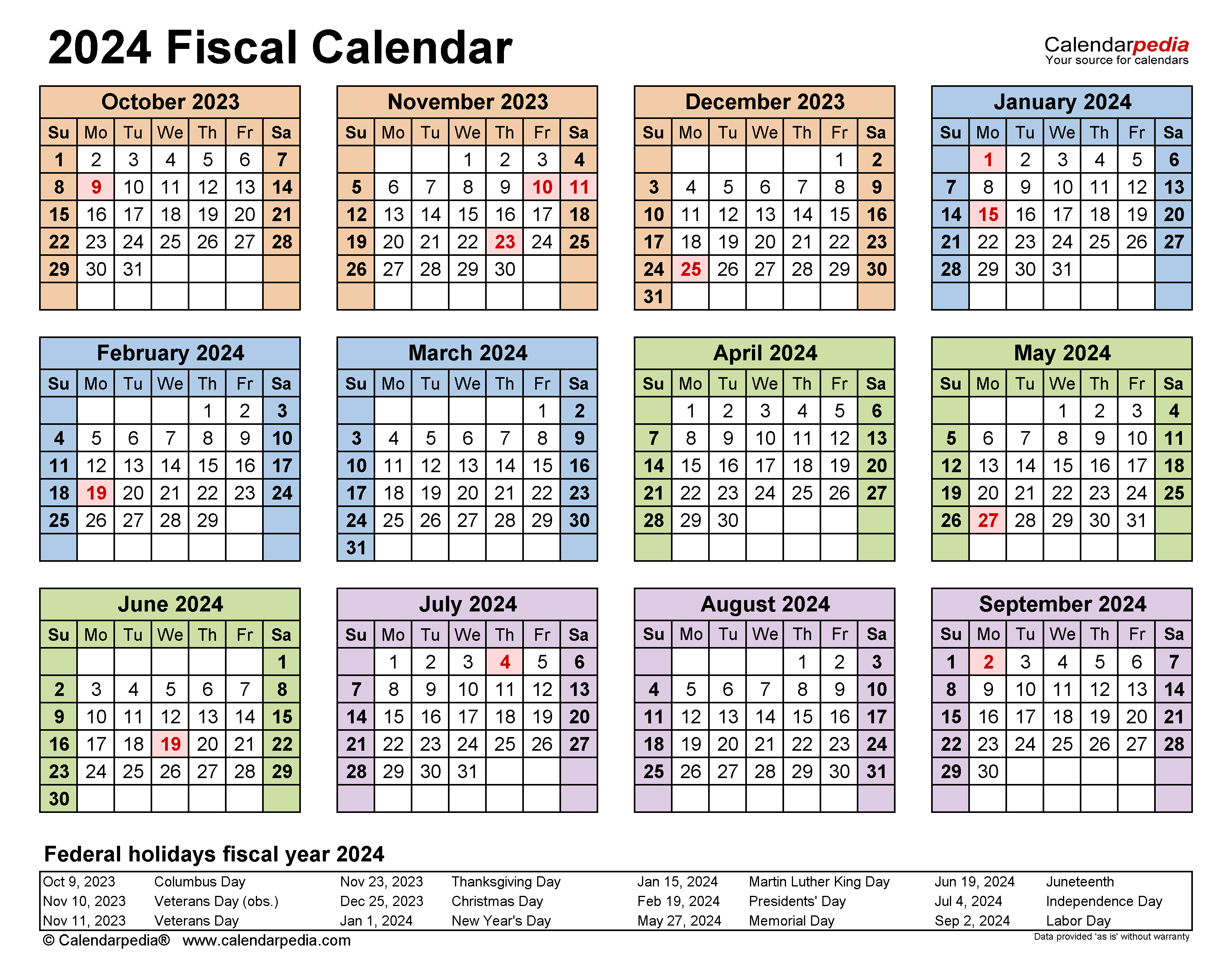 Fiscal Calendars 2024 - Free Printable Word Templates for Printable Fiscal Year 2024 Calendar