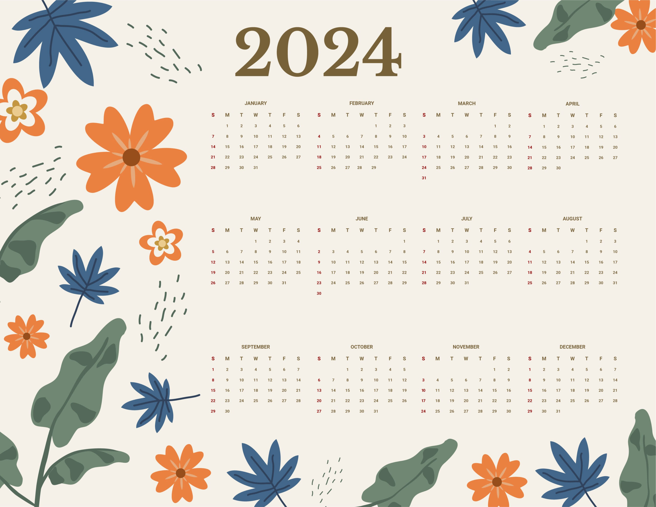 Printable Calendar 2024 Pretty Printable Calendar 2024