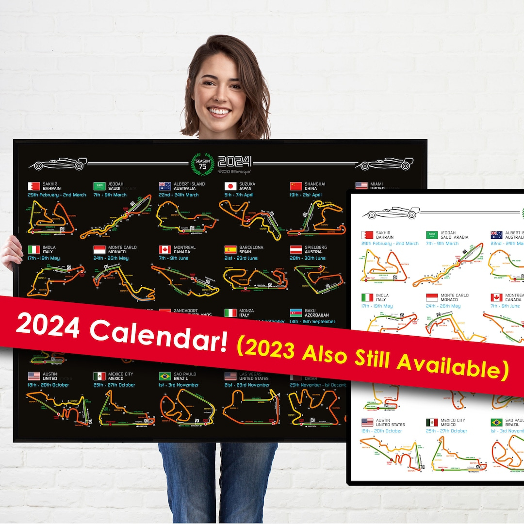 Formula 1 2024 Season Detailed Wall Calendar F1 Poster - Etsy for F1 Calendar 2024 Printable