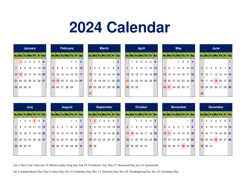 Free 2024 Calendar Printable Pdf With Holidays Templates for 2024 Strip Calendar Printable