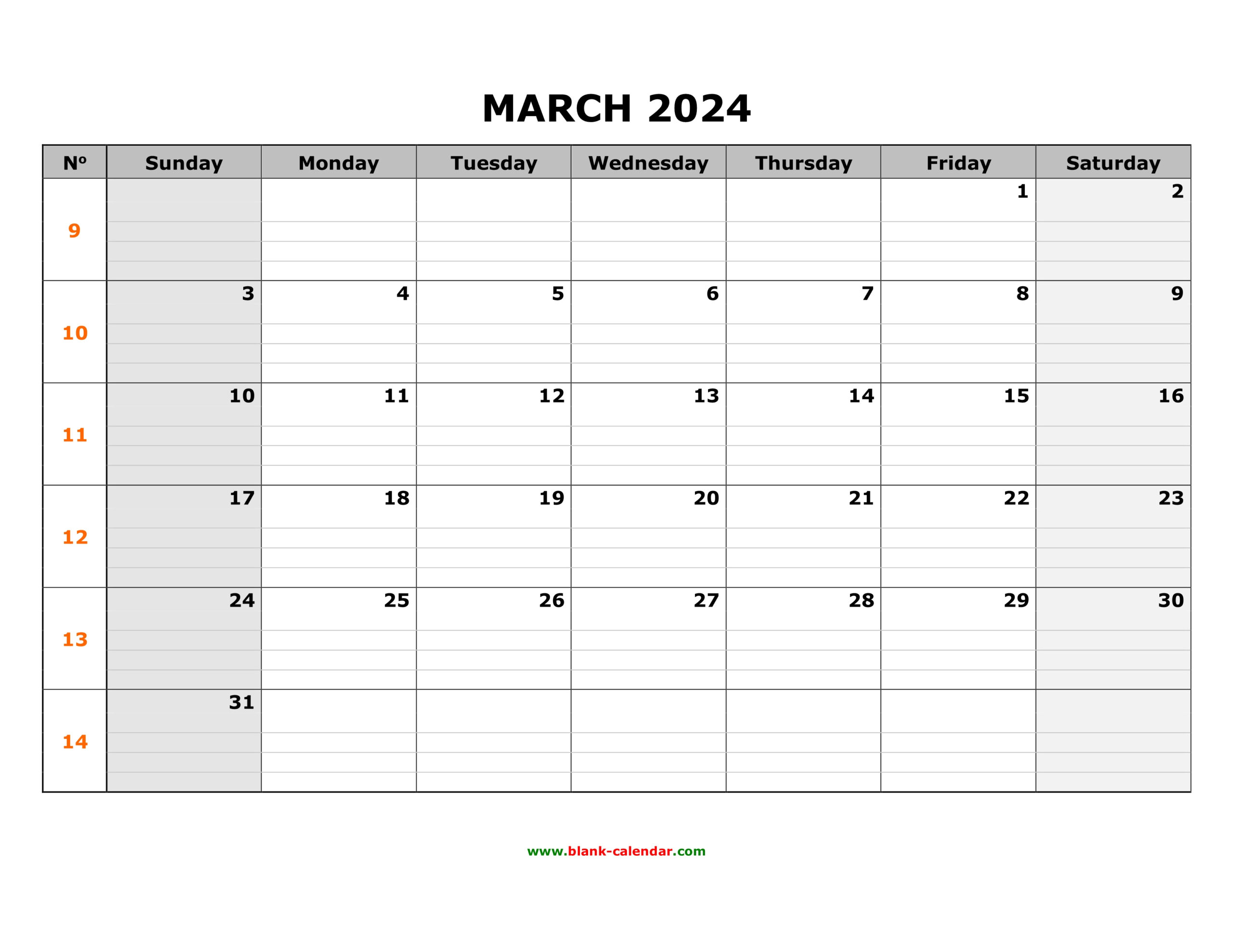 March 2024 Printable Calendar With Lines Printable Calendar 2024