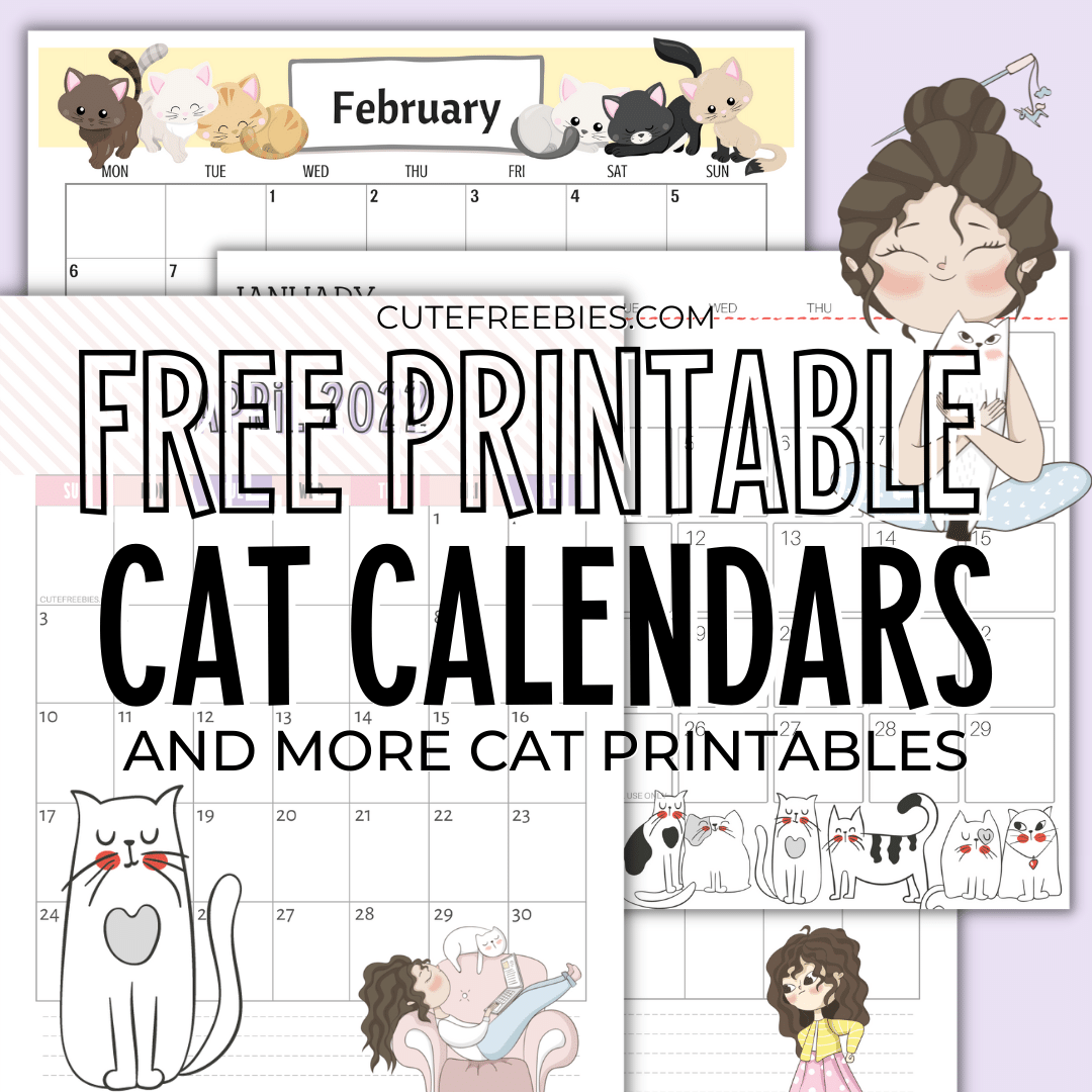 Free Printable 2023 Cat Calendar – Super Cute - Cute Freebies For You for Free Printable Cat Calendar 2024