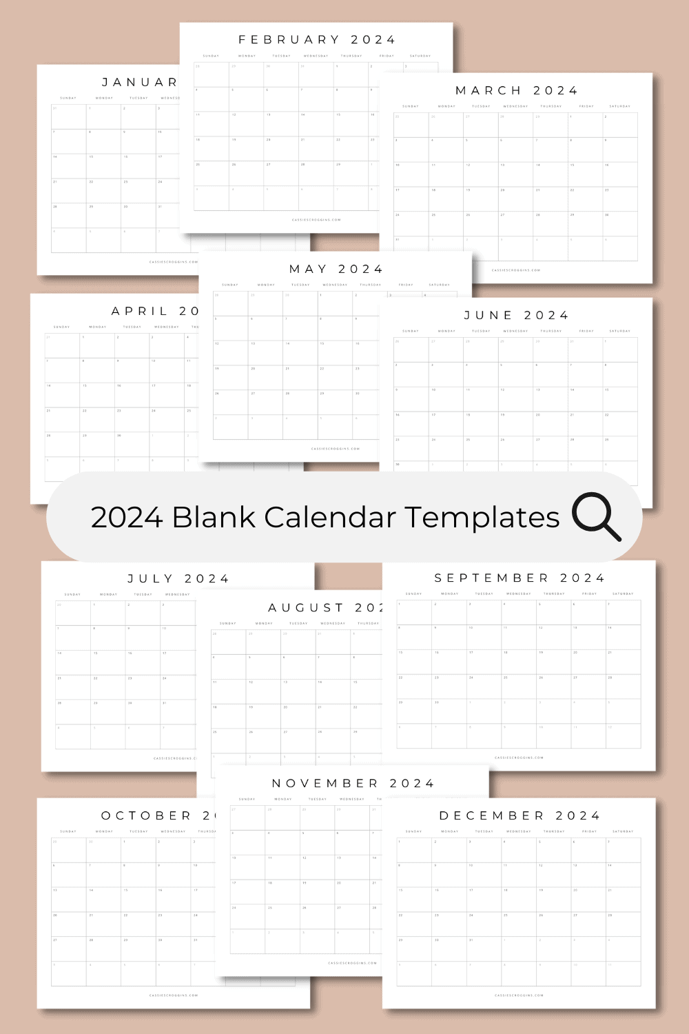 Free Printable 2024 Blank Calendar Templates (All 12 Months) for Free Printable Budget Calendar 2024