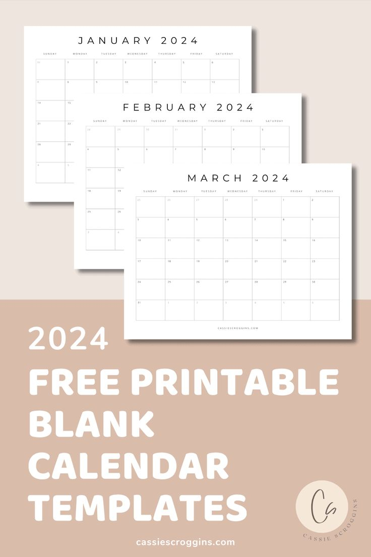 Free Printable 2024 Blank Calendar Templates (All 12 Months for Pinterest Printable Calendar 2024