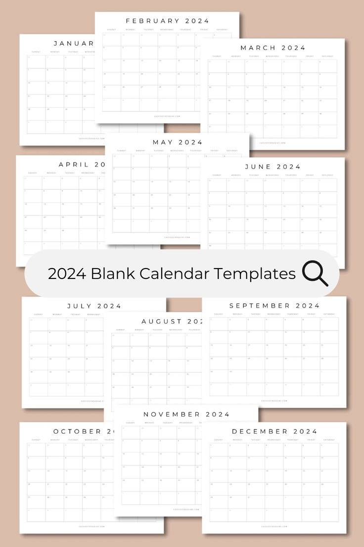 Free Printable 2024 Blank Calendar Templates (All 12 Months) In for Pinterest Printable Calendar 2024