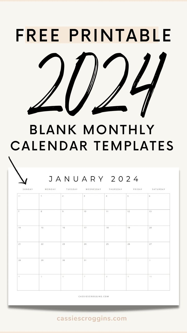 Free Printable 2024 Blank Calendar Templates (All 12 Months) In for Pinterest Printable Calendar 2024