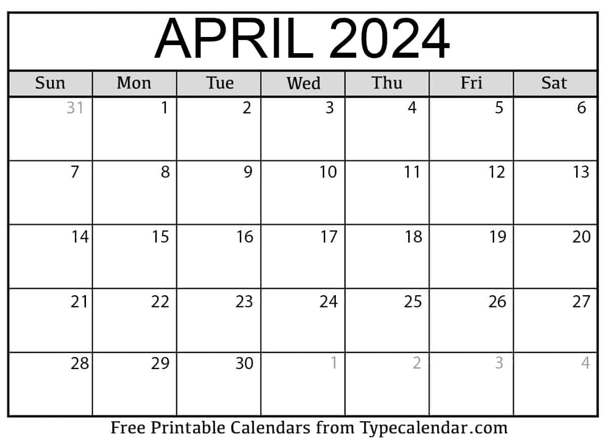 Free Printable April 2024 Calendars - Download for Calendar Printable April 2024