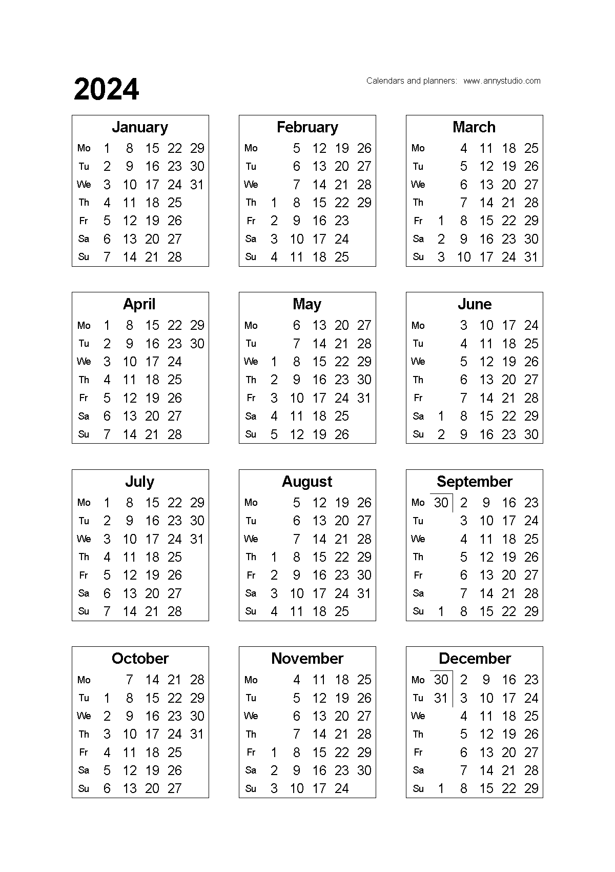 Free Printable Calendars And Planners 2024, 2025 And 2026 for A5 Printable Calendar 2024