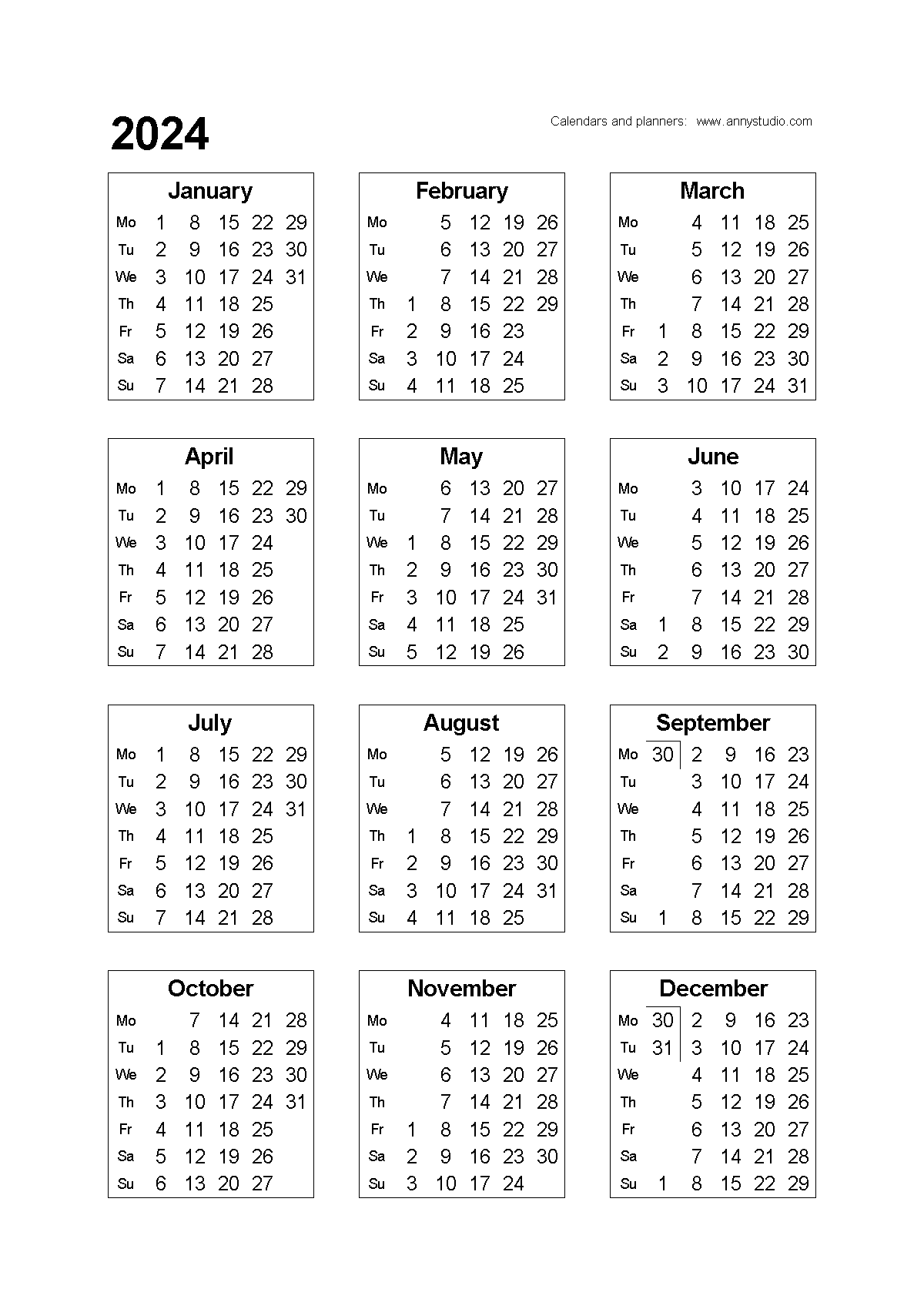 Free Printable Calendars And Planners 2024, 2025 And 2026 for Printable Pocket Calendar 2024