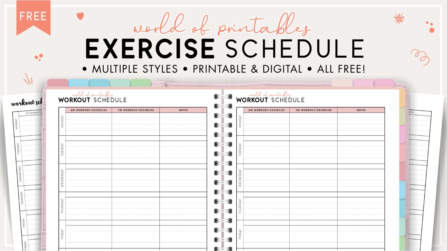 Free Printable Exercise Schedule Template - World Of Printables for Free Printable Workout Calendar 2024