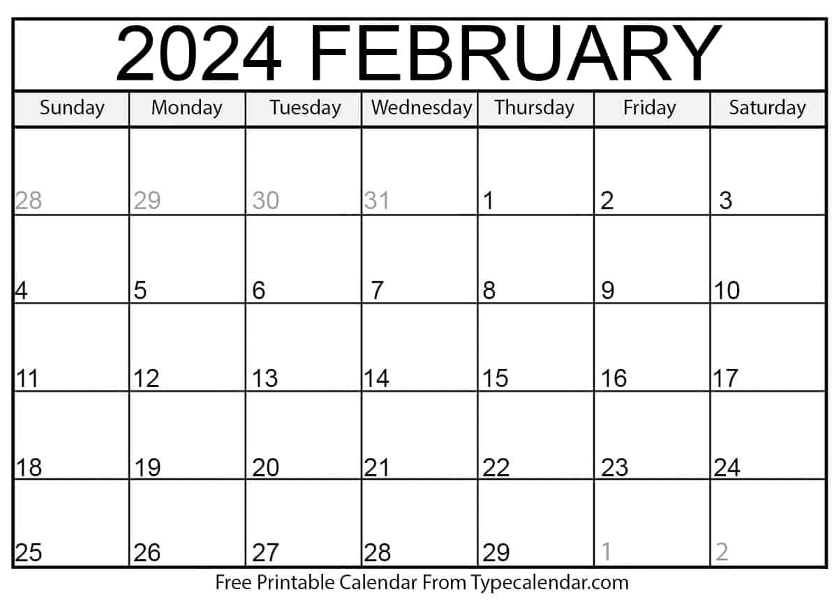 Free Printable February 2024 Calendars - Download for Printable Feb Calendar 2024