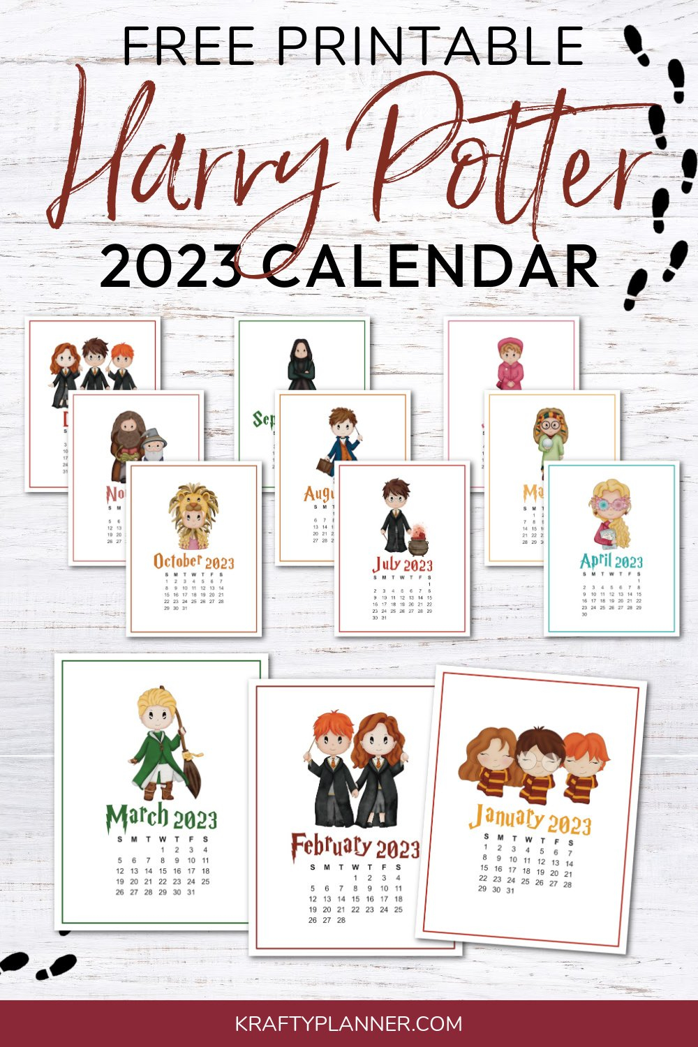 Free Printable Harry Potter 2023 Calendar — Krafty Planner for Harry Potter Calendar 2024 Printable