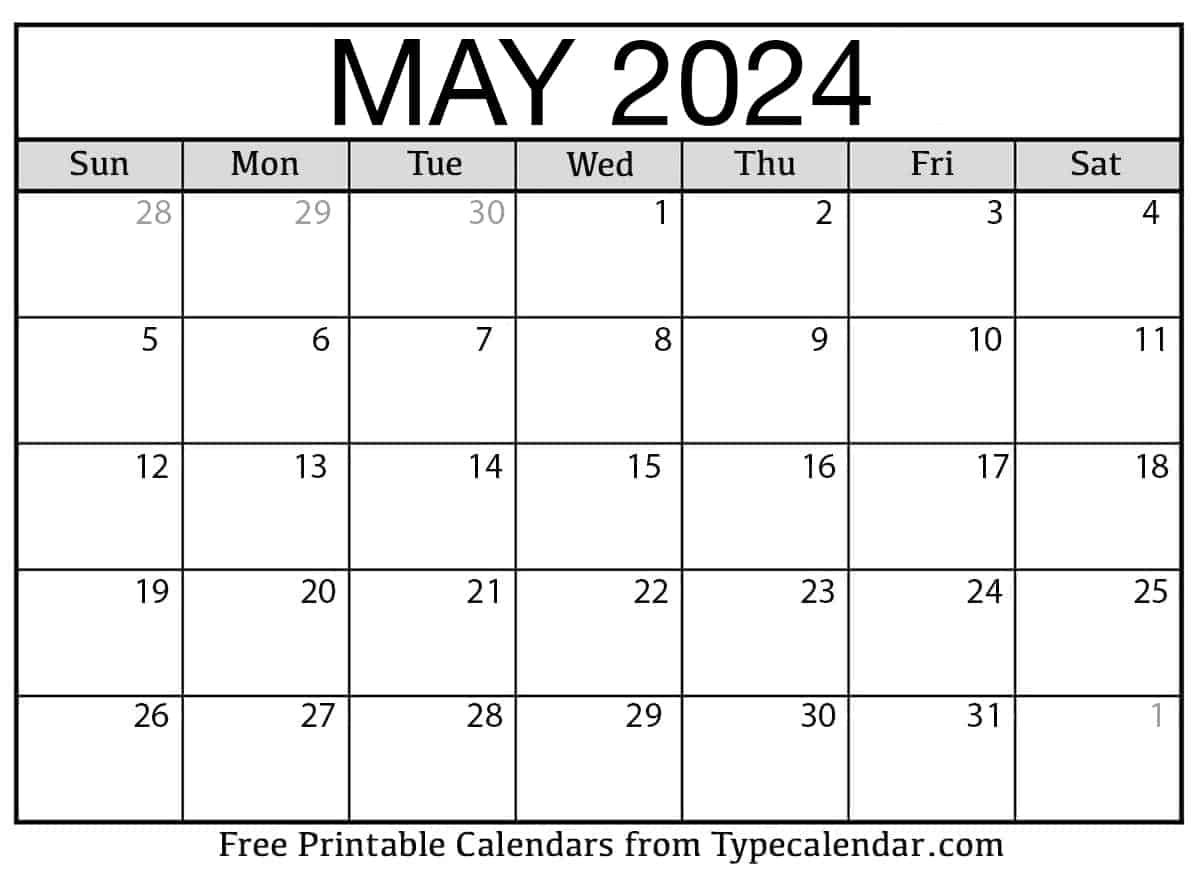 Free Printable May 2024 Calendars - Download for 2024 Calendar Printable May