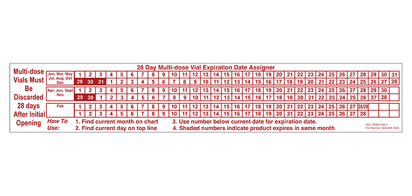 Item 18511 - 28-Day Multi-Dose Vial Expiration Date Assigner Labels for Printable Multi Dose Vial 28 Day Expiration Calendar 2024-2024