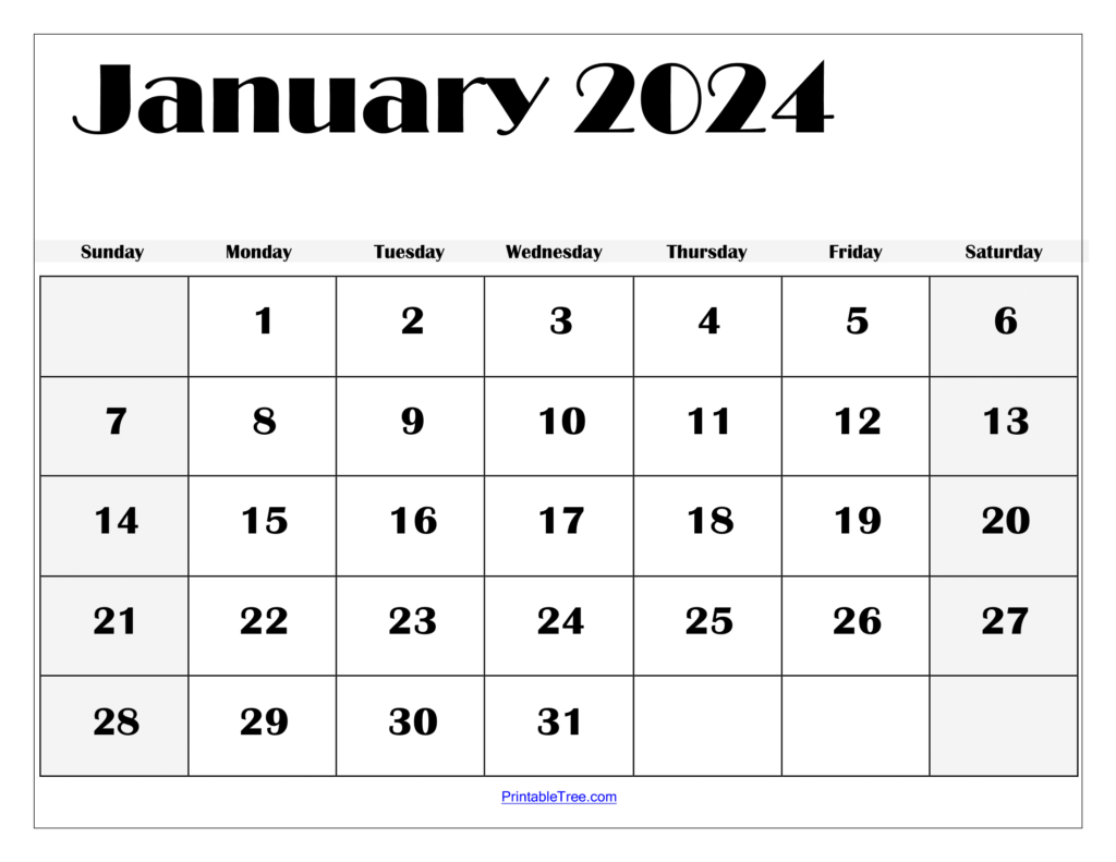 January 2024 Calendar Printable Pdf Template With Holidays for 2024 January Calendar Printable Free