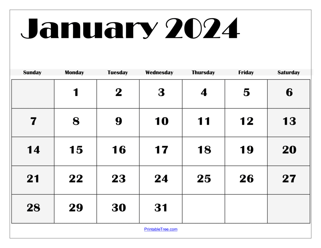 January 2024 Calendar Printable Pdf Template With Holidays for Calendar Jan 2024 Printable