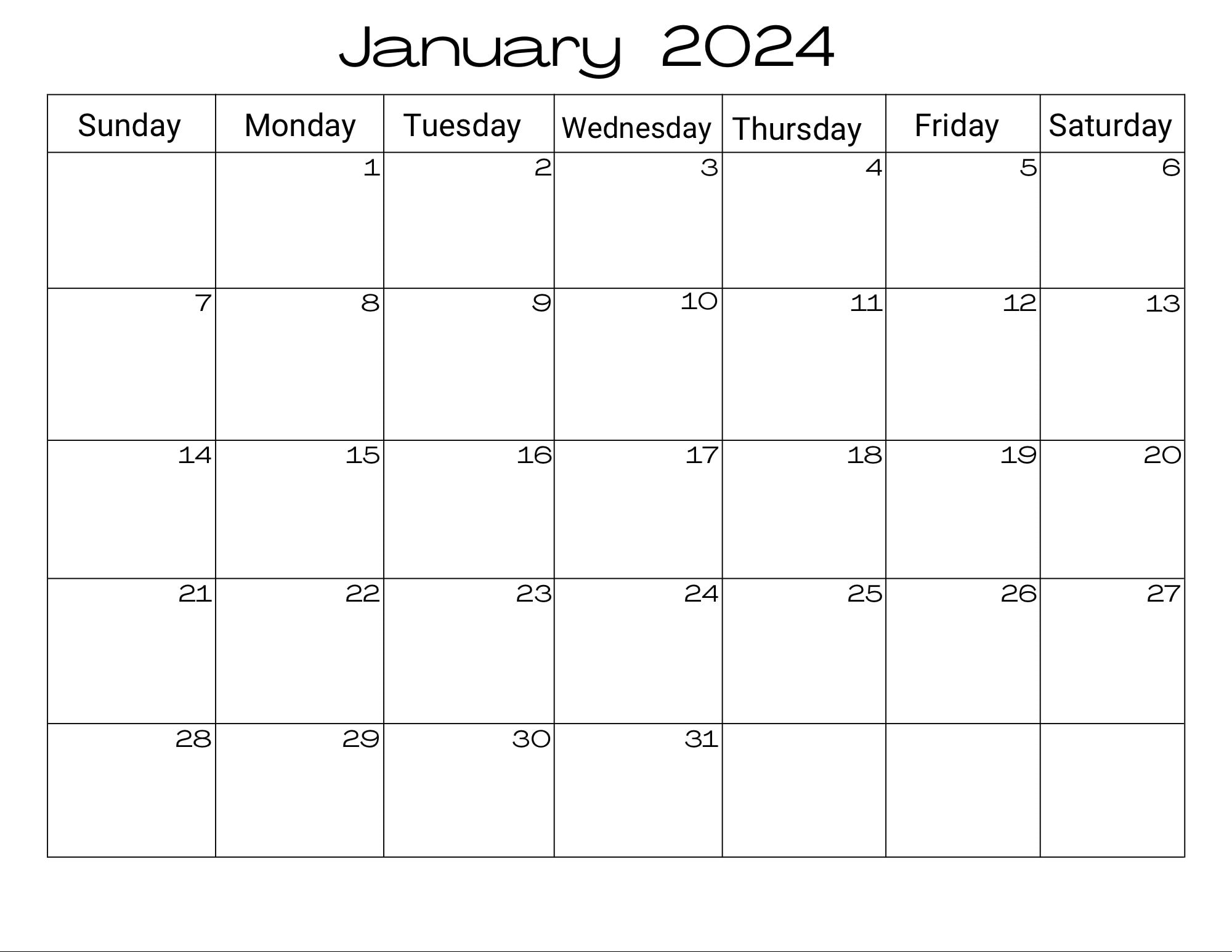 January 2024 Printable Calendar Digital Download Pdf - Etsy for Printable Calendar 2024 Homemade Gifts Made Easy