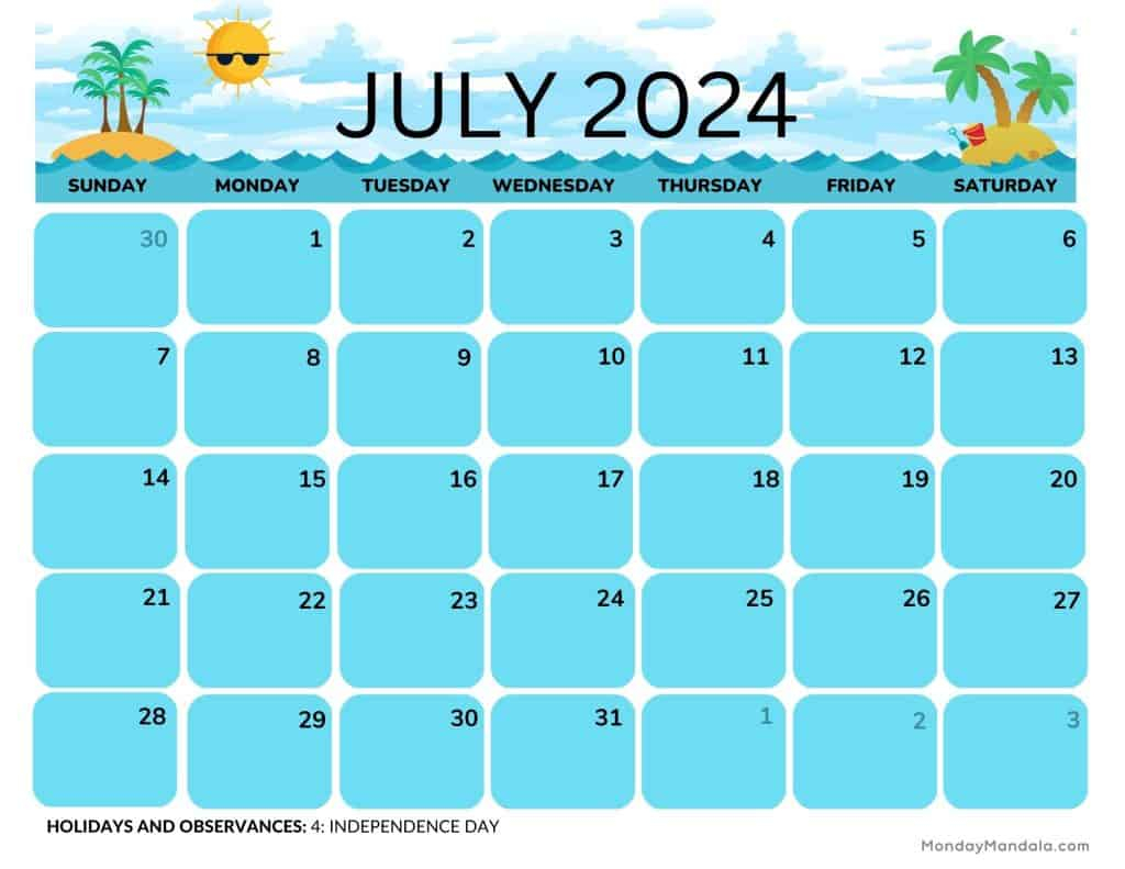 Printable Summer 2024 Calendar Printable Calendar 2024