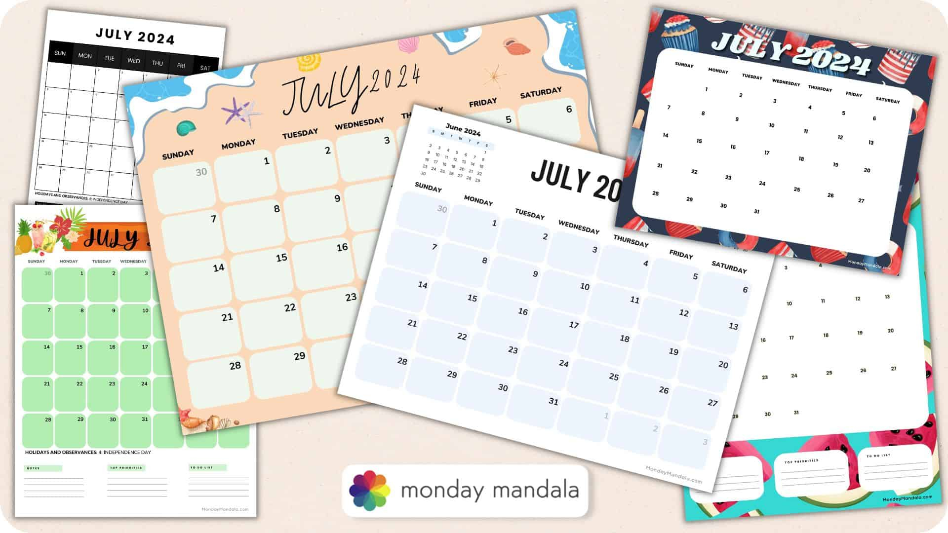 July 2024 Calendars (52 Free Pdf Printables) for Summer Calendar Printable 2024