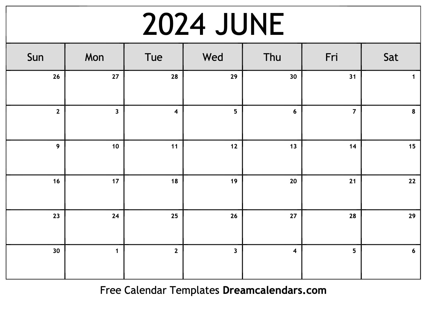 June 2024 Calendar | Free Blank Printable With Holidays for Blank Calendar Printable June 2024