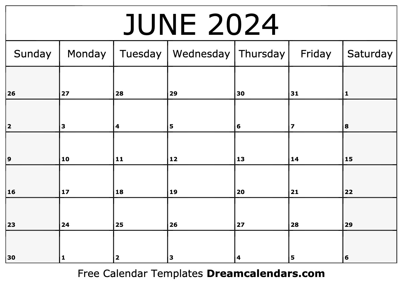 June 2024 Calendar | Free Blank Printable With Holidays for Blank Printable June 2024 Calendar