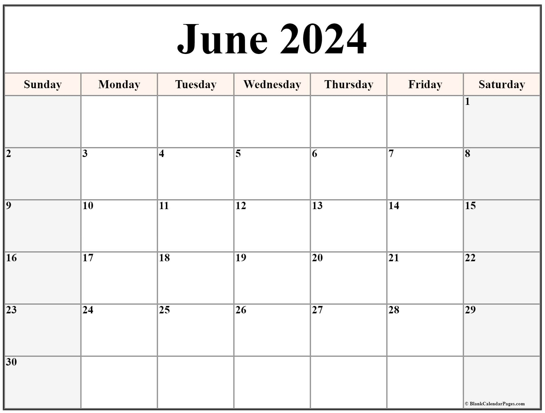 June 2024 Calendar | Free Printable Calendar for Calendar 2024 June Printable Free
