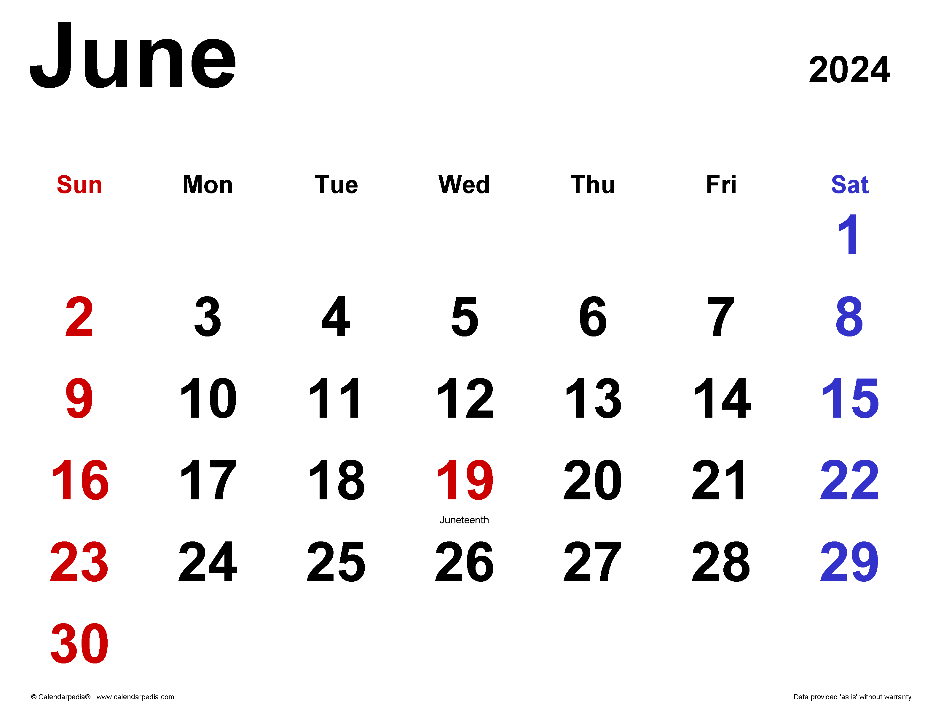 June 2024 Calendar | Templates For Word, Excel And Pdf for June 2024 Printable Calendar Word