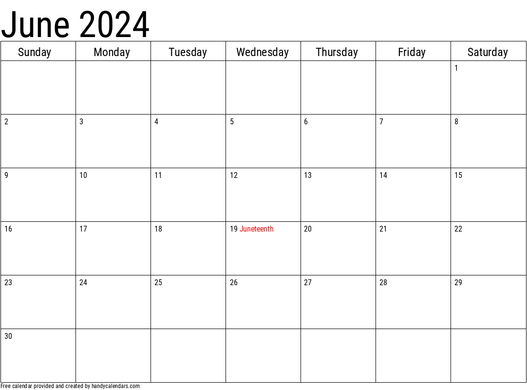 June 2024 Calendar With Holidays - Handy Calendars for June 2024 Calendar With Holidays Printable Free