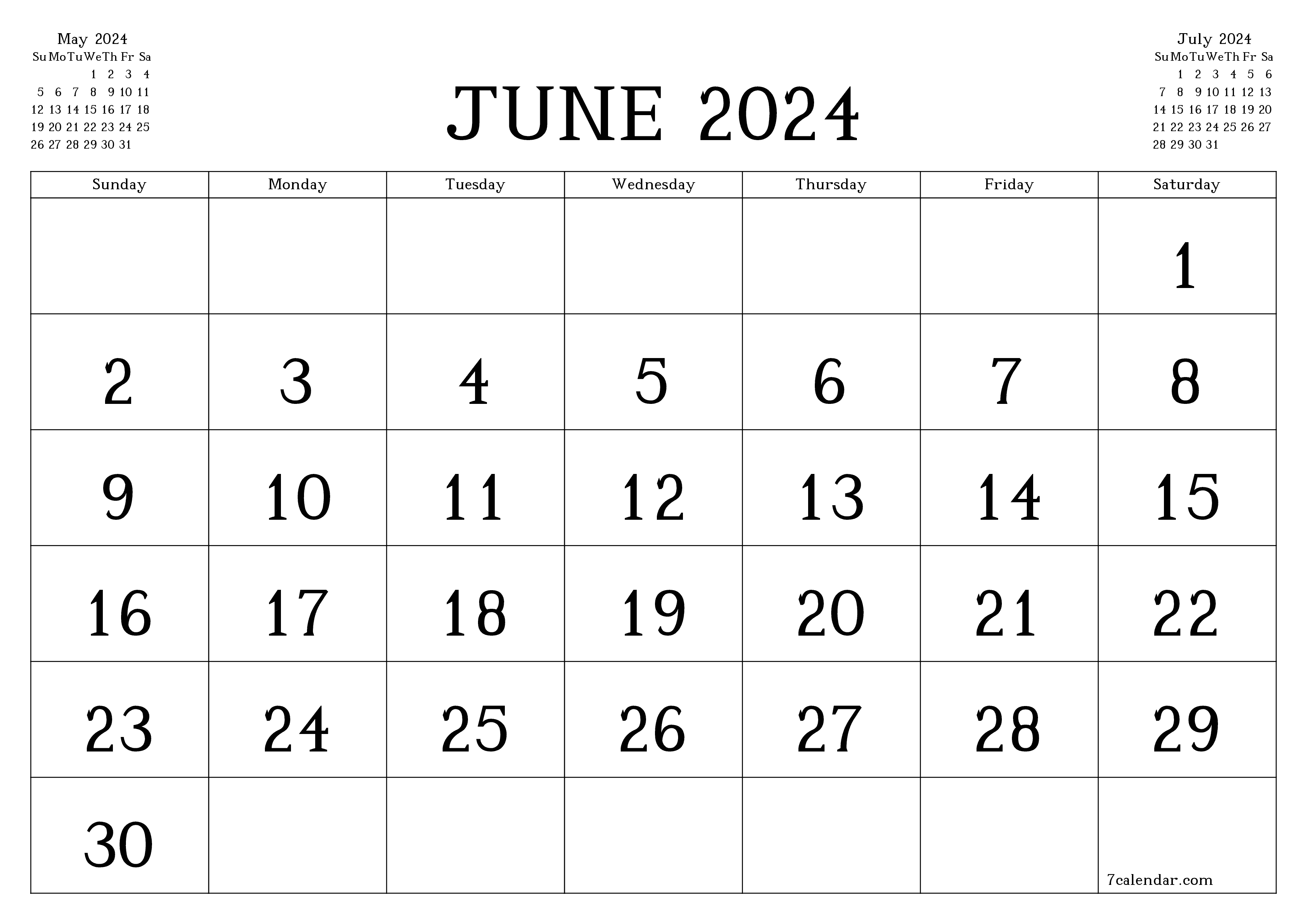 June 2024 Free Printable Calendars And Planners, Pdf Templates for Blank Monthly Calendar Printable June 2024