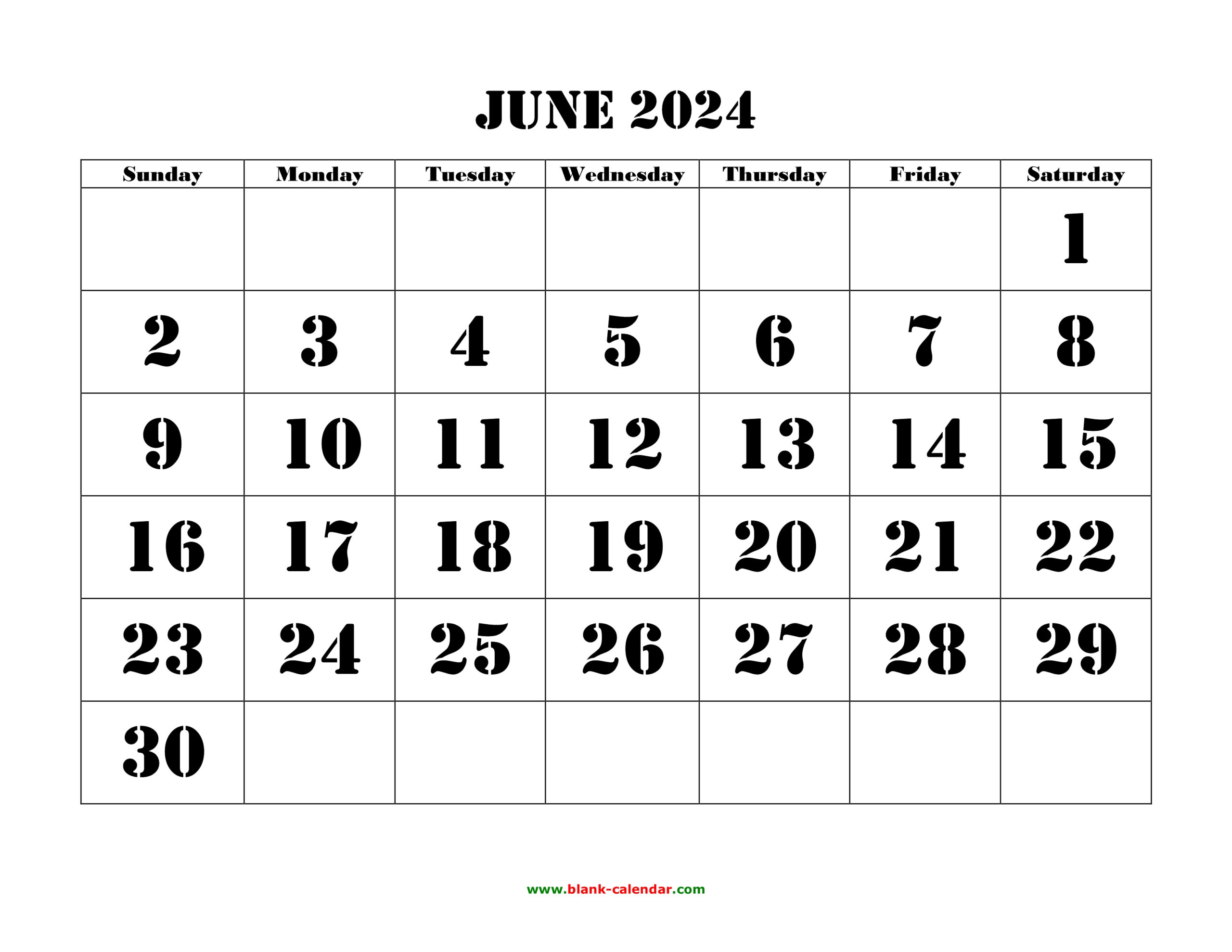 June 2024 Printable Calendar | Free Download Monthly Calendar for Google Calendar June 2024 Printable