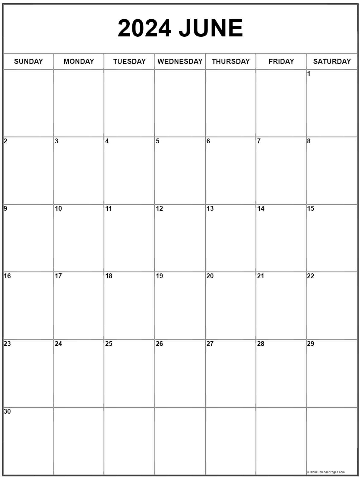 June 2024 Vertical Calendar | Portrait for June 2024 Calendar Printable Vertical