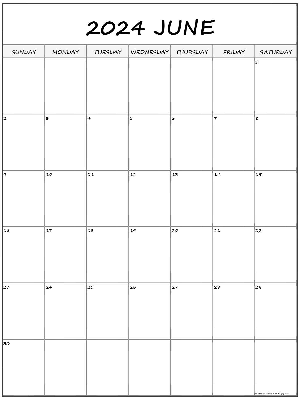 June 2024 Vertical Calendar | Portrait for June 2024 Calendar Printable Vertical