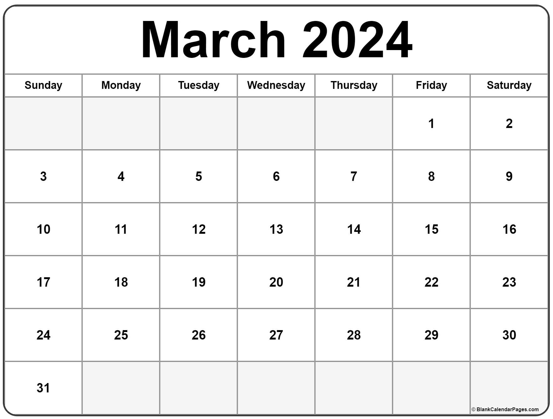 March 2024 Calendar | Free Printable Calendar for Free Printable March 2024 Calendar