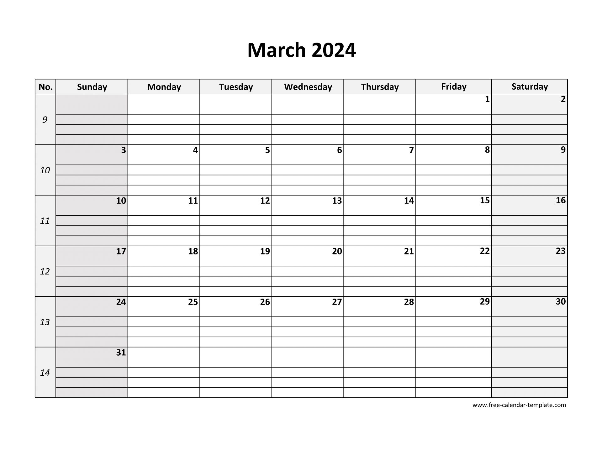 March 2024 Calendar Free Printable With Grid Lines Designed for March 2024 Printable Calendar With Lines