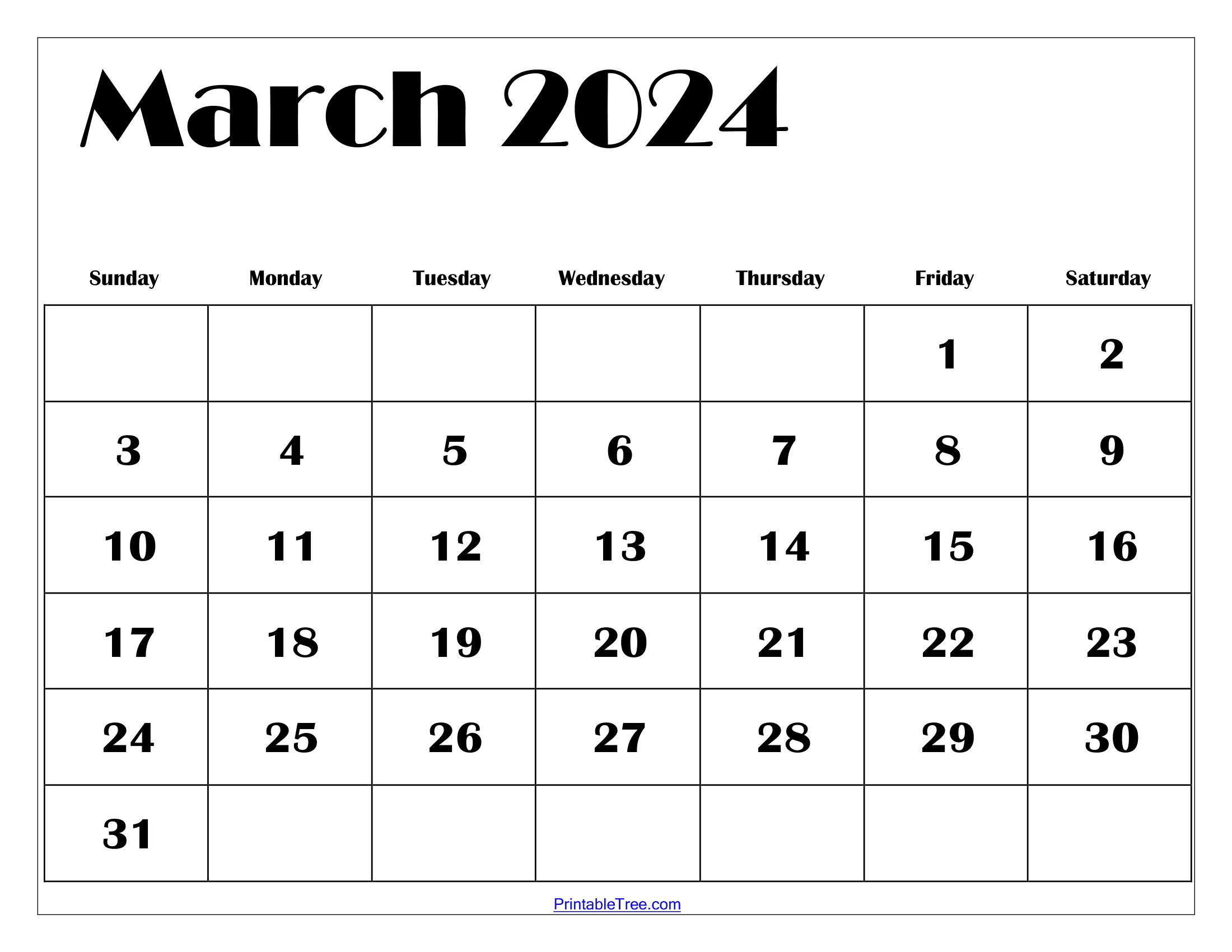 March 2024 Calendar Printable Pdf With Holidays Template Free for 2024 Printable March Calendar