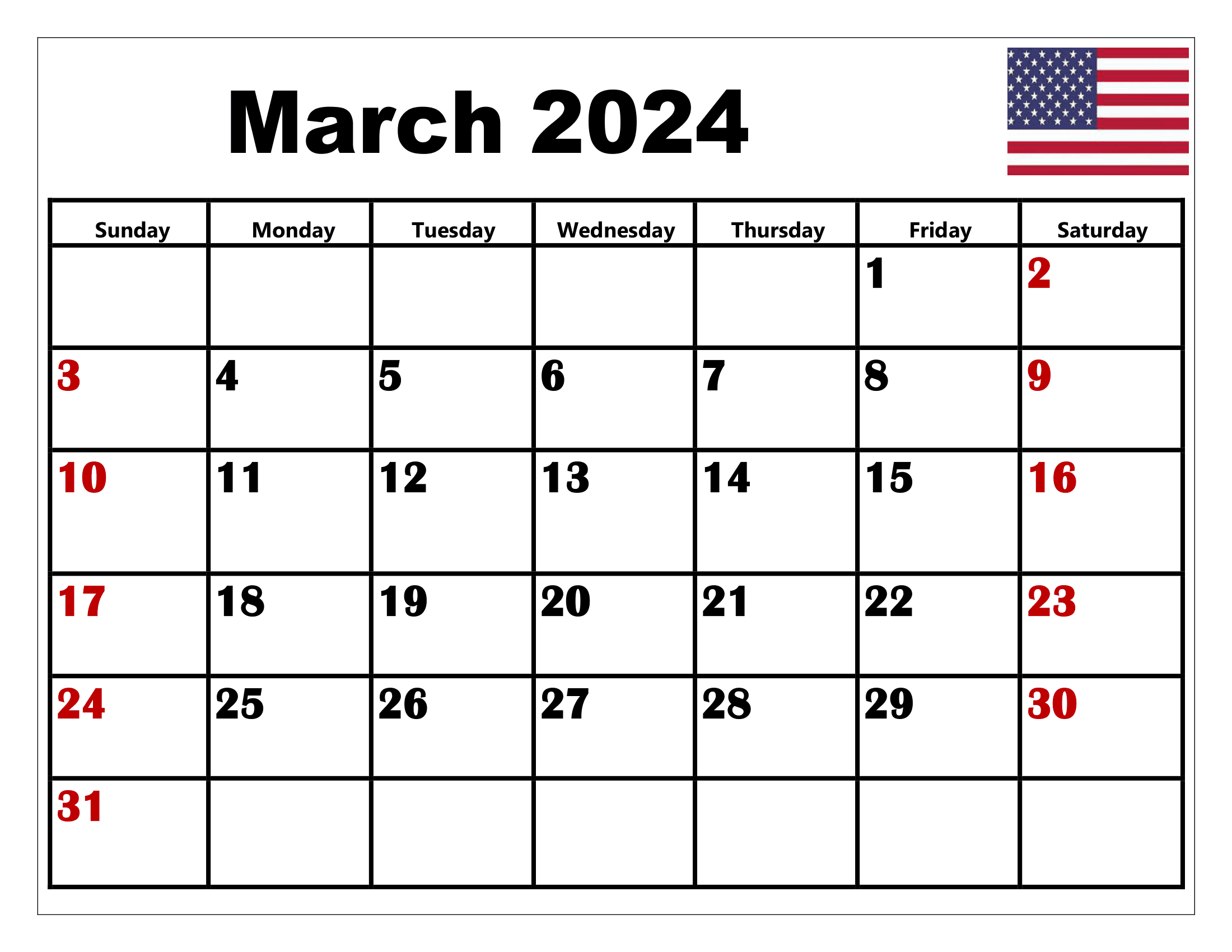 March 2024 Calendar Printable Pdf With Holidays Template Free for March 2024 Calendar Printable With Holidays