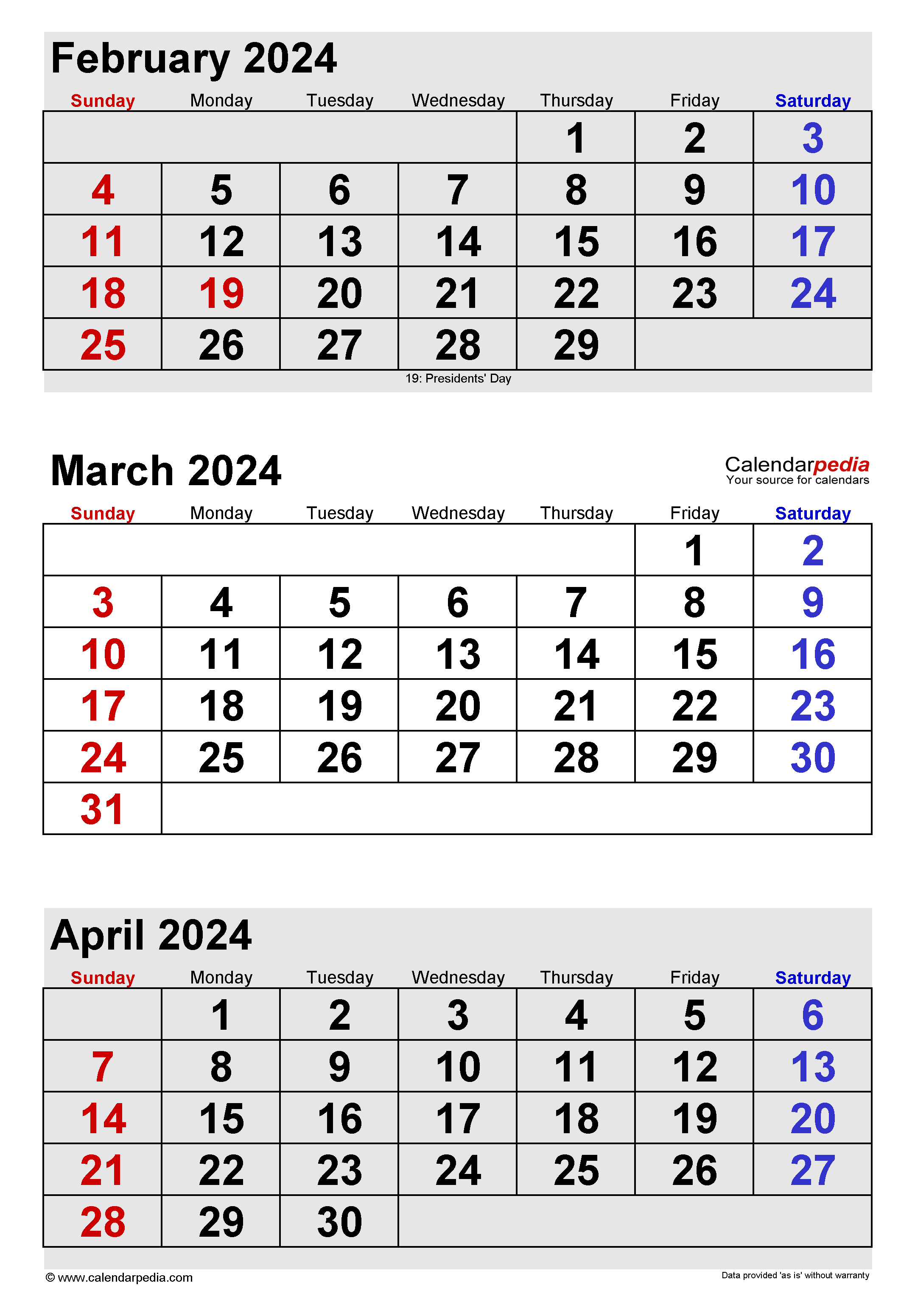 March 2024 Calendar | Templates For Word, Excel And Pdf for February March April 2024 Calendar Printable