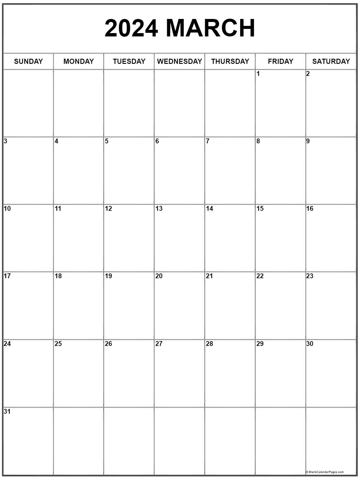 March 2024 Vertical Calendar | Portrait for March 2024 Calendar Printable Vertical