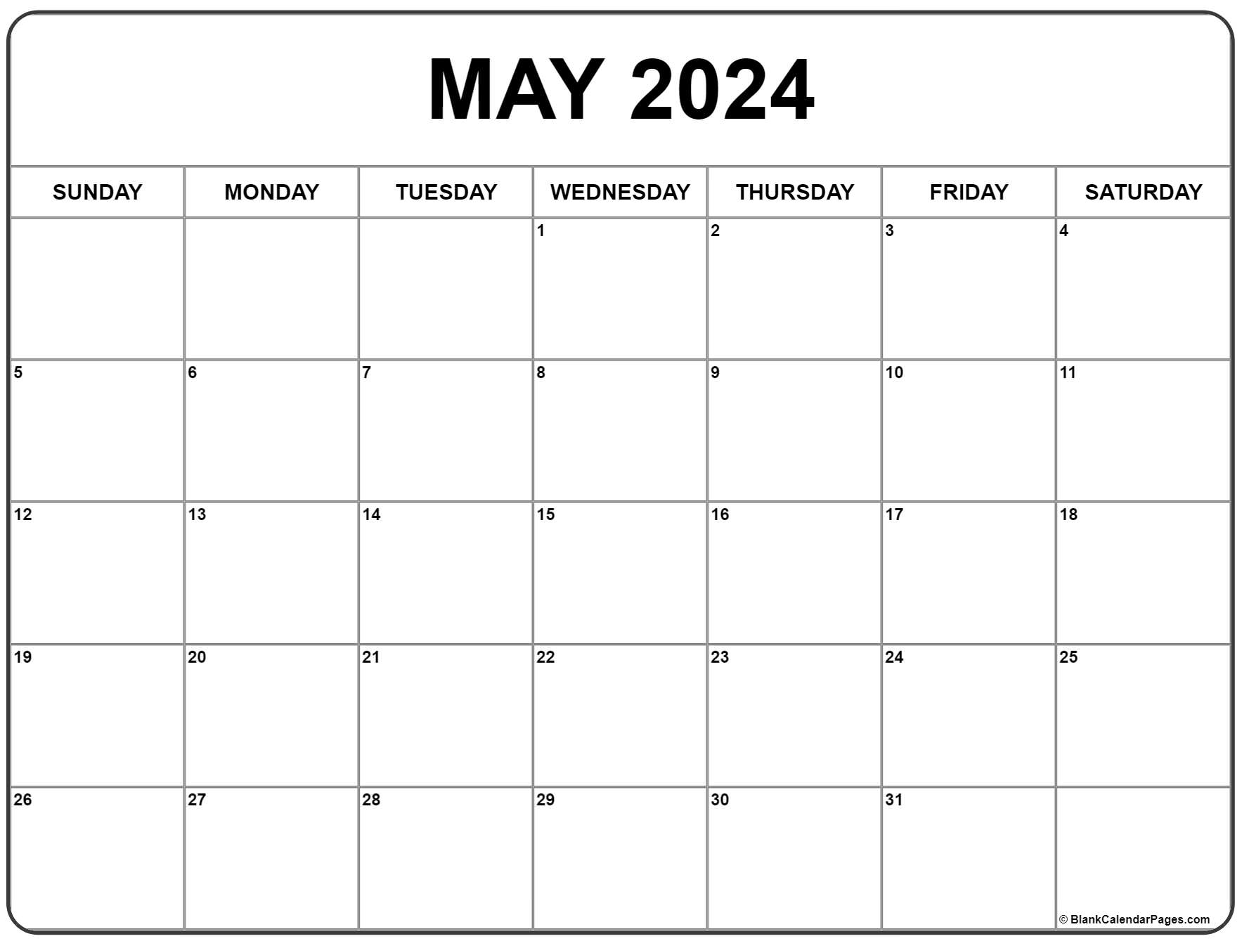 May 2024 Calendar | Free Printable Calendar for Calendar For May 2024 Printable
