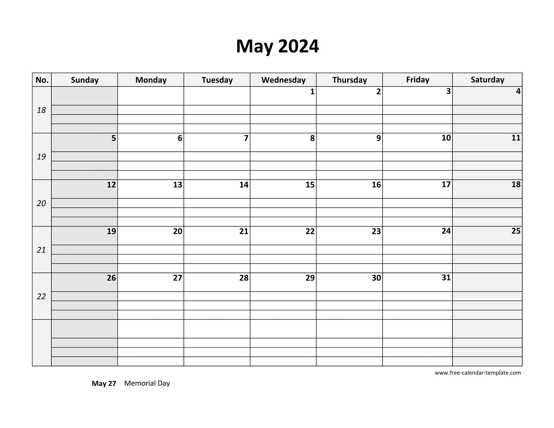 May 2024 Calendar Free Printable With Grid Lines Designed for Printable May 2024 Calendar With Lines